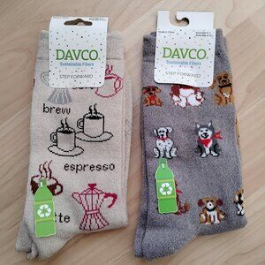 NWT novelty socks unisex dogs and coffee size 9-11  2 pairs